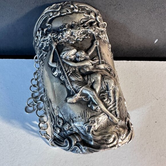 Pierre Auguste Cot Stom Lovers Gladiator Sterling Silver Cuff Bracelet Antique - Picture 2 of 12